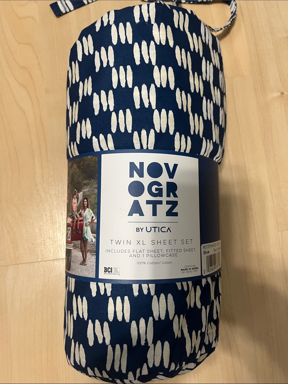 Nautica Blue & White Petite Painted Check Twin XL Sheet Set